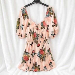 Club Soda Dress Off Shoulder Floral Size L Pink Lined Boho Cottagecore‎ Peasant